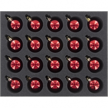 FS060A008 Feldherr foam tray for 20 Christmas baubles diameter 50 mm with crown
