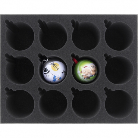 FS080A007 Feldherr foam tray for 12 Christmas baubles diameter 70 mm with crown