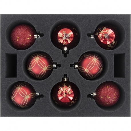 FS090A003 Feldherr foam tray for 8 Christmas baubles diameter 80 mm with crown