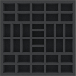 AFMESO040BO 285 mm x 285 mm x 40 mm foam tray for board games - 36 compartments