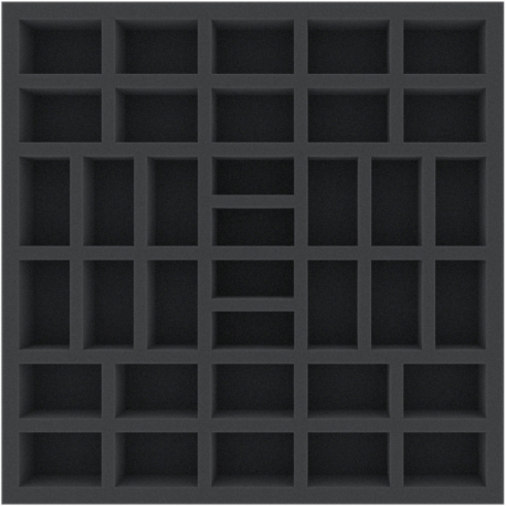 AFMESO040BO 285 mm x 285 mm x 40 mm foam tray for board games - 36 compartments