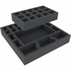 AGDU050BO 295 mm x 295 mm x 50 mm foam tray for board game boxes with 22 compartments