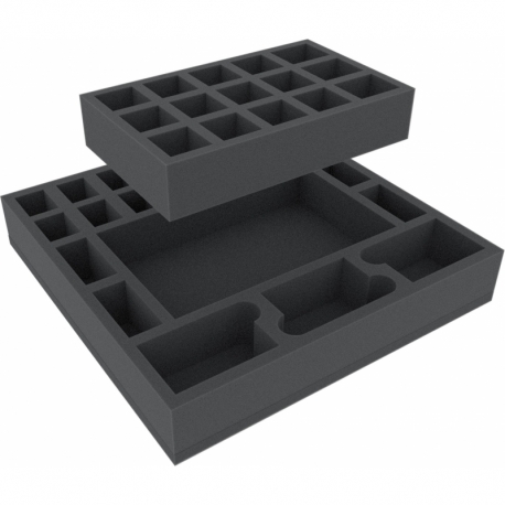 AGDU050BO 295 mm x 295 mm x 50 mm foam tray for board game boxes with 22 compartments