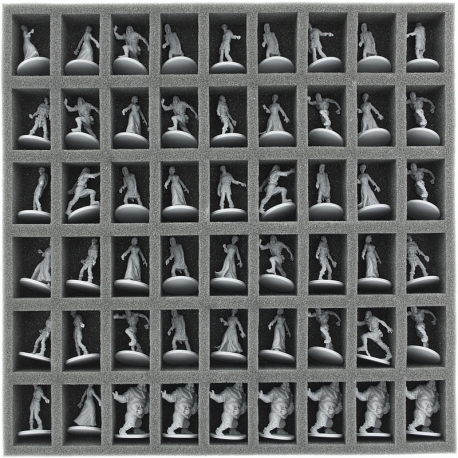 AG035ZC02 35 mm foam tray with 54 slots for Zombicide boadgame boxes