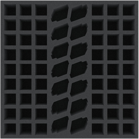 AGMEAL055BO 295 mm x 295 mm x 55 mm foam tray with 68 compartments for board game boxes