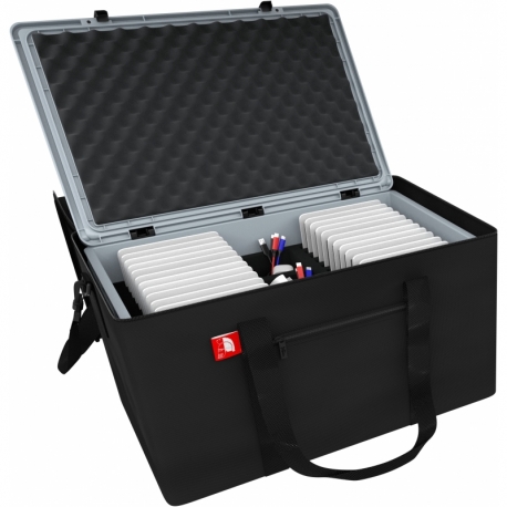 Bag and Box for 24 tablets - compatible with Apple iPad, Samsung and Microsoft Surface Go