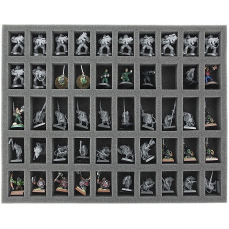 FS035WH06 35 mm full-size foam tray with 50 slots for miniatures with 25 mm base