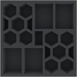 AFMEOA050BO 285 mm x 285 mm x 50 mm foam tray for board games - 19 compartments