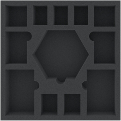 ASMEIN040BO 247 mm x 247 mm x 40 mm foam tray with 12 compartments for board game boxes