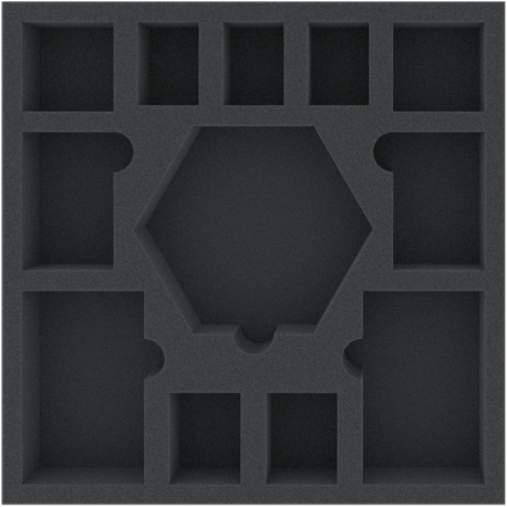 ASMEIN040BO 247 mm x 247 mm x 40 mm foam tray with 12 compartments for board game boxes