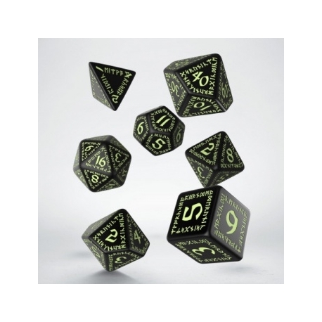 Runic Black & glow-in-the-dark Dice Set (7)
