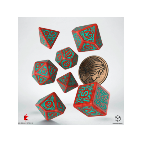 The Witcher Dice Set Triss - Merigold the Fearless (7 & unique coin)