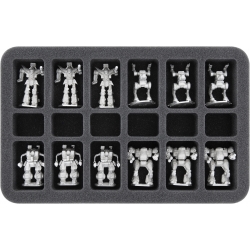 HS035BT02 35 mm half-size foam tray with 18 slots for 12 BattleTech Mechs and accessories