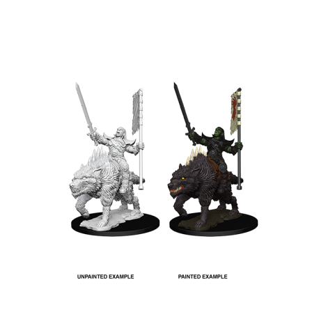 Pathfinder Battles Deep Cuts Unpainted Miniatures - Orc on Dire Wolf (6 Units)
