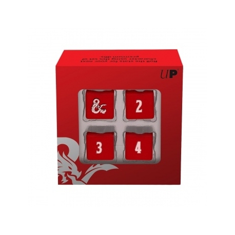 UP - Heavy Metal Red and White D6 Dice Set for Dungeons - Dragons