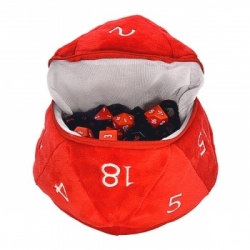 UP - Red and White D20 Plush Dice Bag for Dungeons - Dragons