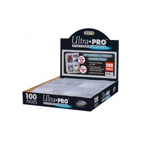 UP - 4-Pocket Secure Platinum Page for Toploaders Display (100 Pages)