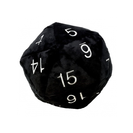 UP - Dice - Jumbo D20 Novelty Dice Plush in Black with White Numbering