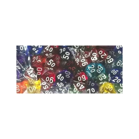 Chessex Translucent Bags of 50 Dice - Translucent Tens 10