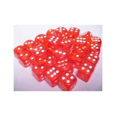 Chessex Translucent 12mm d6 with pips Dice Blocks (36 Dice) - Orange w/white