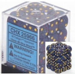 Chessex Speckled 12mm d6 Dice Blocks with Pips (36 Dice) - Twilight