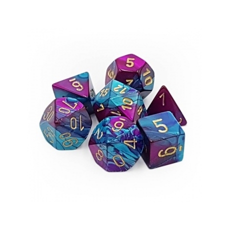 Chessex Gemini Polyhedral 7-Die Set - Purple-Teal w/gold