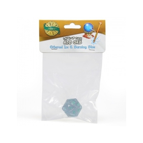 PolyHero 1d20 Orb - Ethereal Ice with Burning Blue