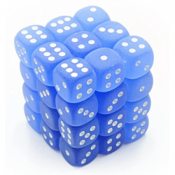 Chessex Signature 12mm d6 with pips Dice Blocks (36 Dice) - Frosted Blue w/white