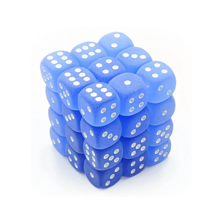 Chessex Signature 12mm d6 with pips Dice Blocks (36 Dice) - Frosted Blue w/white