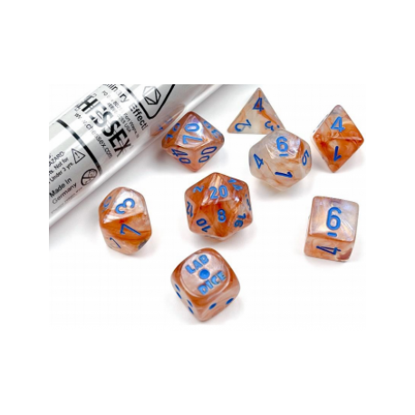 Chessex Borealis Poliédrico Rose Gold/light blue Luminary 7-Die Set
