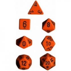 Chessex Opaque Polyhedral 7-Die Sets - Orange w/black