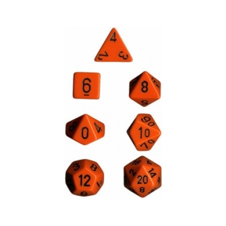 Chessex Opaque Polyhedral 7-Die Sets - Orange w/black