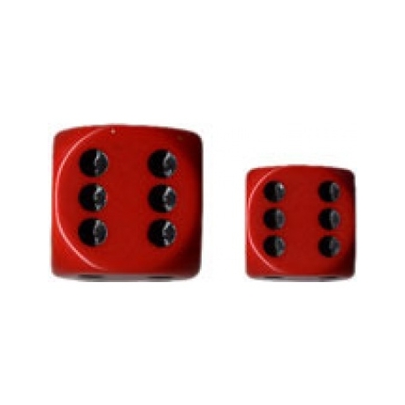 Chessex Opaque 16mm d6 with pips Dice Blocks (12 Dice) - Red w/black