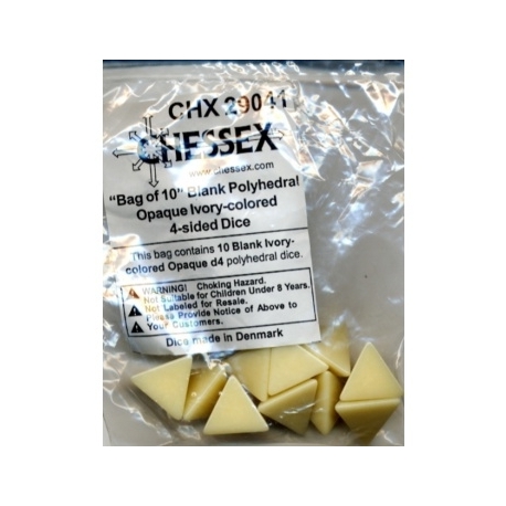 Chessex Opaque Polyhedral Bag of 10 Blank 4-sided dice