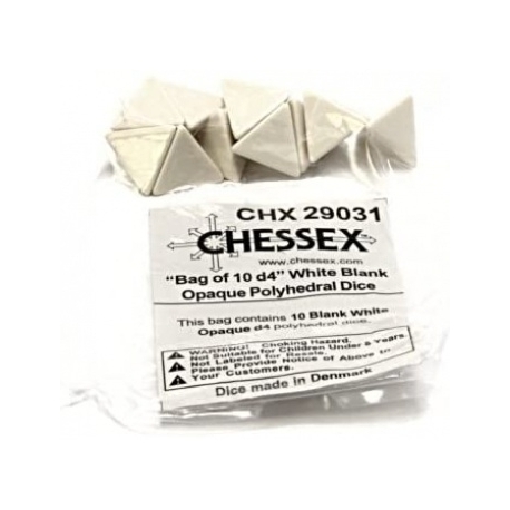 Chessex Opaque Polyhedral Bag of 10 Blank 4-sided dice