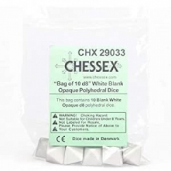 Chessex Opaque Polyhedral Bag of 10 Blank 8-sided dice