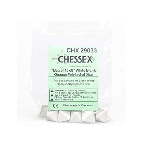 Chessex Opaque Polyhedral Bag of 10 Blank 8-sided dice