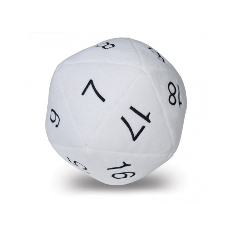 UP - Dice - Jumbo D20 Novelty Dice Plush in White with Black Numbering