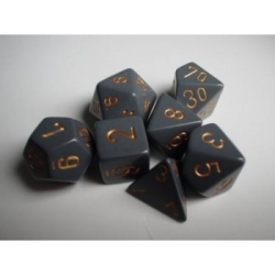 Chessex Opaque Polyhedral 7-Die Sets - Dark Grey w/copper