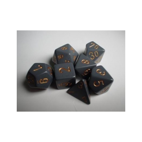 Chessex Opaque Polyhedral 7-Die Sets - Dark Grey w/copper