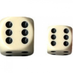 Chessex Opaque 16mm d6 with pips Dice Blocks (12 Dice) - Ivory w/black