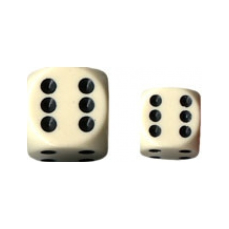 Chessex Opaque 16mm d6 with pips Dice Blocks (12 Dice) - Ivory w/black