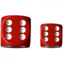 Chessex Opaque 16mm d6 with pips Dice Blocks (12 Dice) - Red w/white