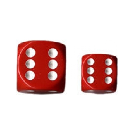 Chessex Opaque 16mm d6 with pips Dice Blocks (12 Dice) - Red w/white