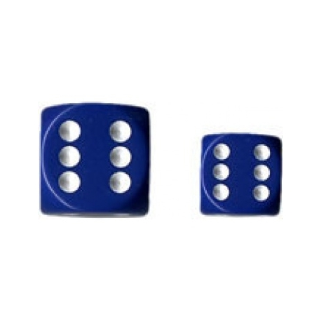 Chessex Opaque 16mm d6 with pips Dice Blocks (12 Dice) - Blue w/white