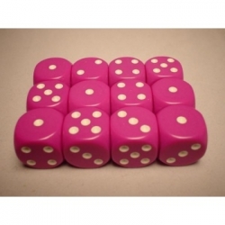 Chessex Opaque 16mm d6 with pips Dice Blocks (12 Dice) - Light Purple w/white
