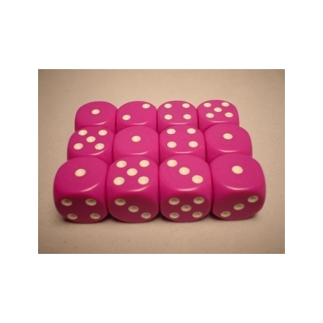 Chessex Opaque 16mm d6 with pips Dice Blocks (12 Dice) - Light Purple w/white