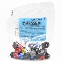 Chessex Opaque Bags of 50 Asst. Dice - Loose Opaque Polyhedral d12 Dice