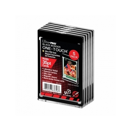 UP - 35PT Black Border UV One-Touch Magnetic Holder - 5 Pack