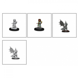 D&D Nolzur's Marvelous Miniatures - Silver Dragon Wyrmling & Female Halfling (6 Units)